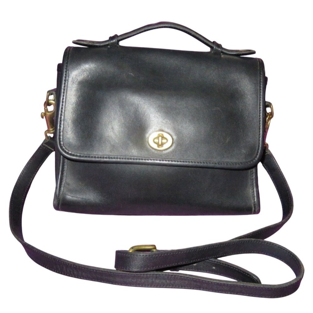 Coach Vintage 9870 Court Glove tanned leather Turnlock closure handbag